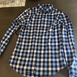 GUC Express Extra Slim Long Sleeved Dress Shirt - M blue and white checkered